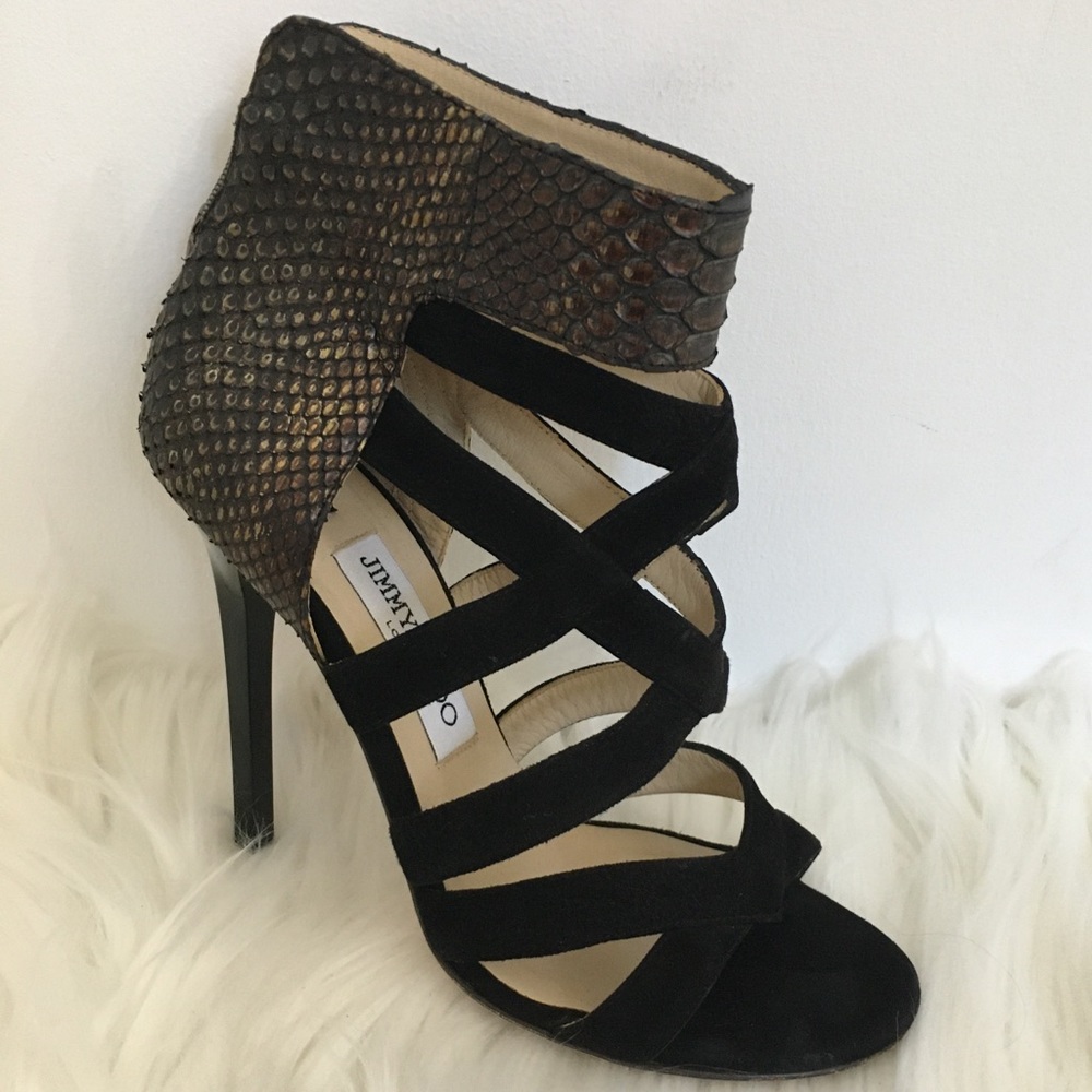 ⭐️HP 6/7⭐️JIMMY CHOO Snakeskin Sandals Heels 7.5